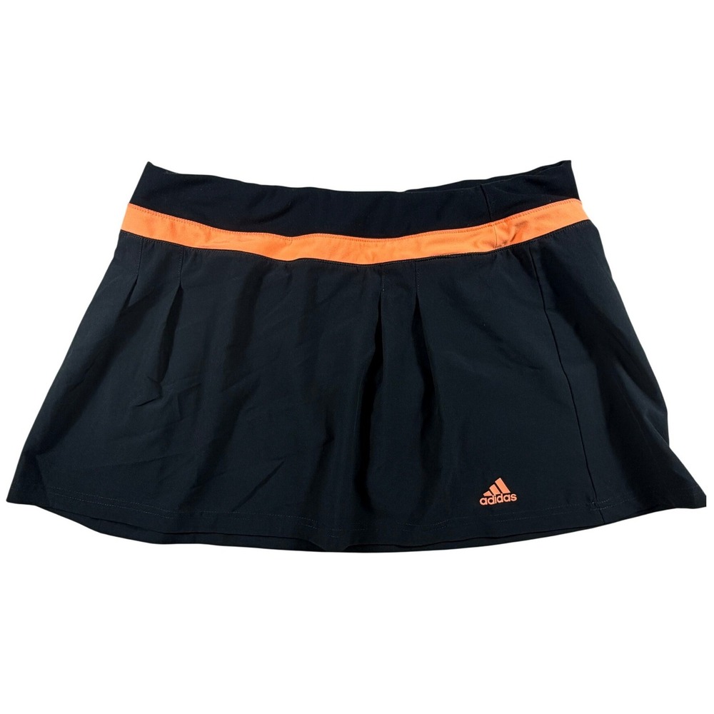 Adidas Climalite Tennis Skort Black Orange Pleated Athletic Skirt Womens Size M